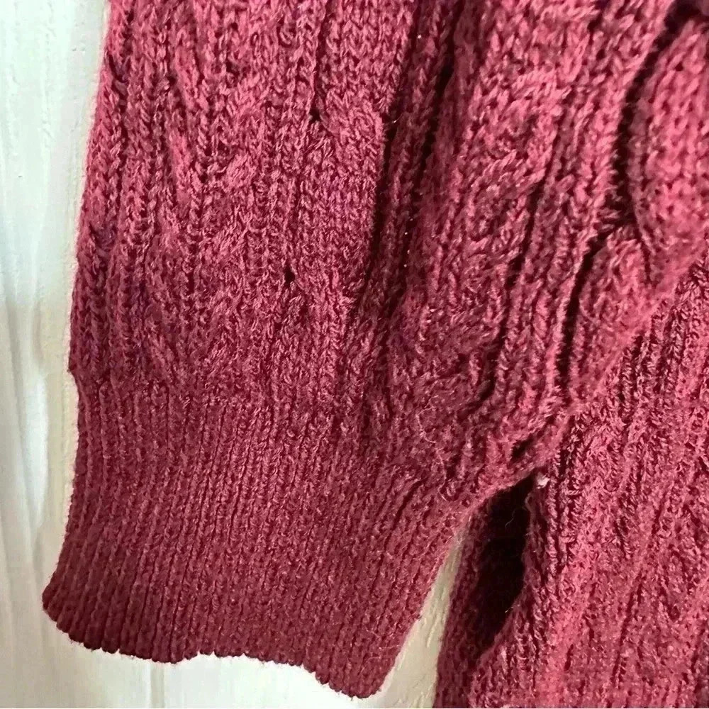 Bleu Gray Cable Knit Sweater Burgundy Size Medium - Picture 5 of 16